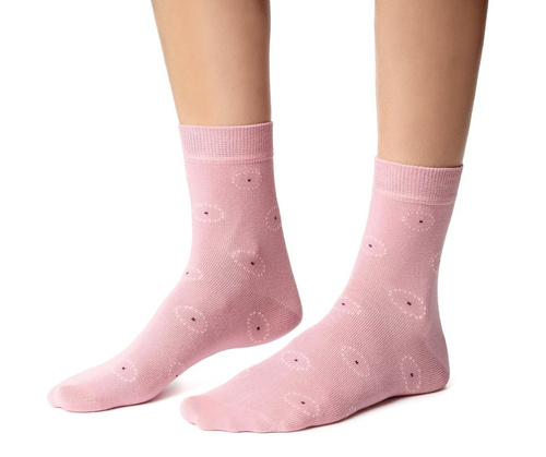 Calcetines de mujer Steven art.099 de algodón con diseños coloridos, costura plana - 124 rosa