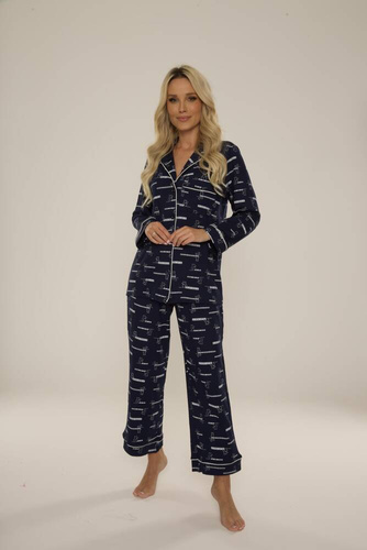 718 Madeleine Cat Love Pijama de mujer Forex - azul marino