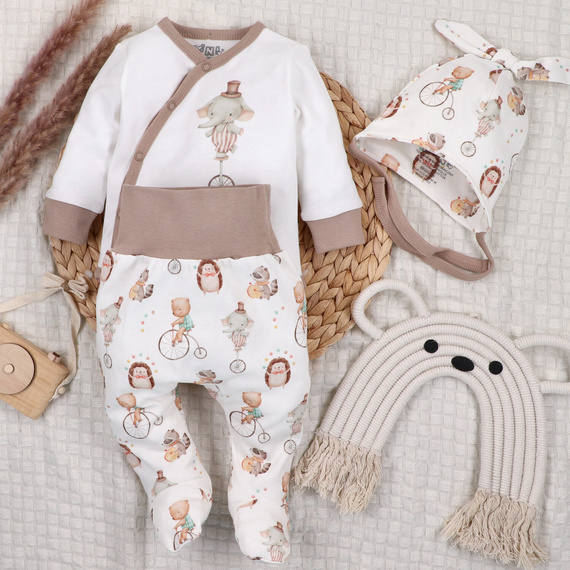 ABN-5582 Body con sobre Circus para bebé de Nini - 100% algodón orgánico, cierres sin níquel, hecho en Polonia