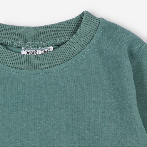 KAR-1020 Blusa manga larga niño Lagarto Verde - algodón con elastano, producción polaca