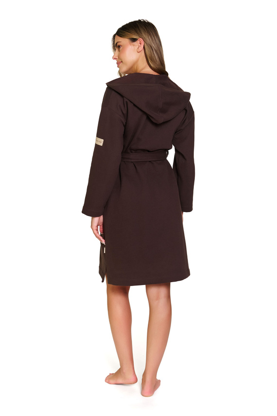 Doctor Nap 7331 - Bata de señora de algodón con capucha | 100% algodón, pulido - brownie