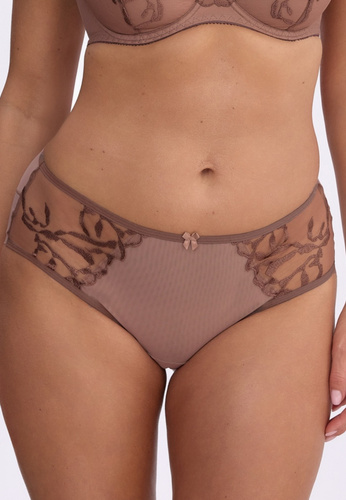 Braguitas de mujer Aymara Gaia GFP 1381 marrones – tul y bordado, corte clásico