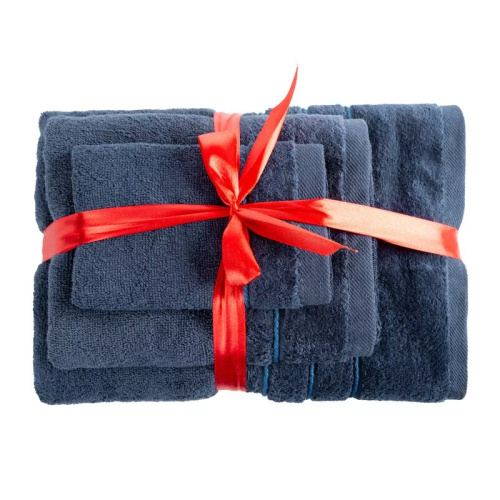Set de toallas Eurofirany 3 piezas suaves absorbentes elegantes Sibel navy