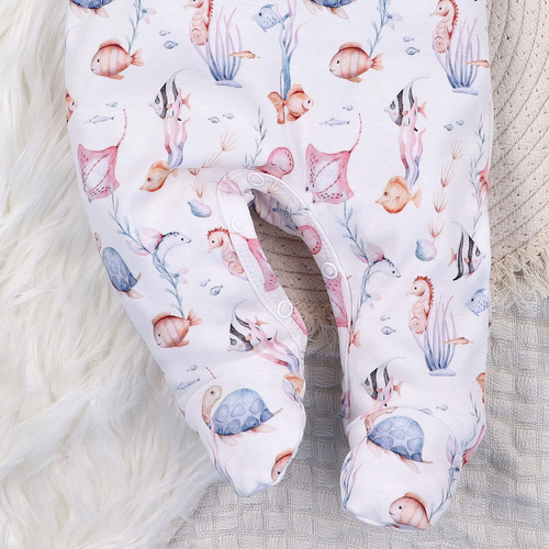 ABN-5480 Pijama para bebé Underwater World Nini - algodón orgánico, pies encajados