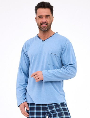Pijama de hombre 122/304 Richard Cornette azul - algodón, manga larga