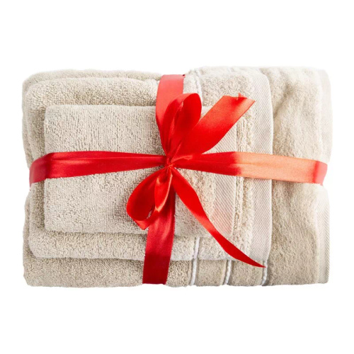 Set de toallas Eurofirany 3 piezas suaves absorbentes elegantes Sibel beige