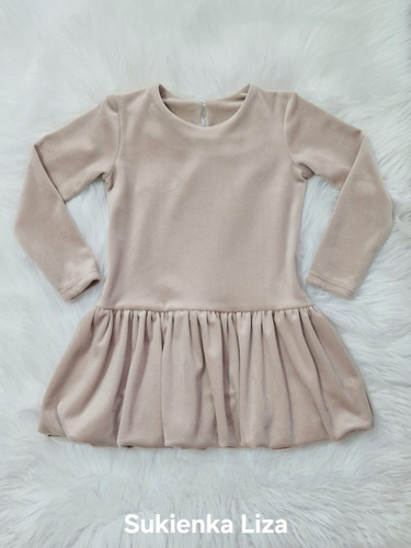 Liza Vestido de terciopelo para niña Bambarillo beige - elegante y cómodo