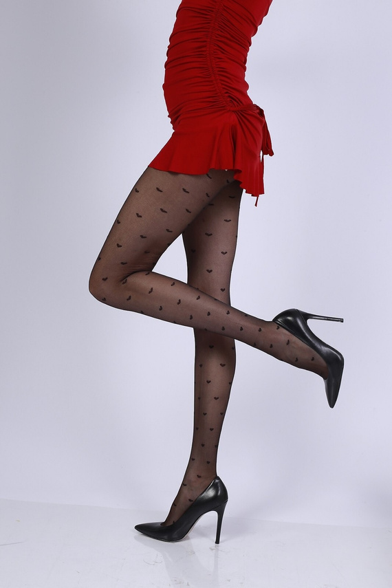 Cherish tights 20 den 22507 nero - patrón de corazón, hilo duradero