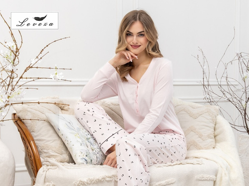 Laveza Afra pijama de mujer 1617 - algodón, rosa claro, manga larga