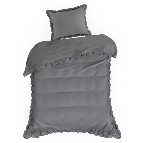 Ropa de cama de algodón con volante Eurofirany 100% algodón con cremallera color acero
