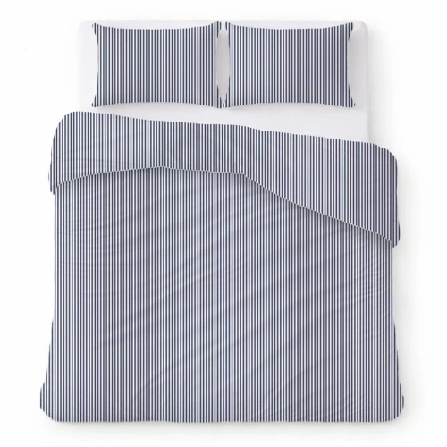 Juego de ropa de cama algodón crepé transpirable fácil cuidado white with blue stripes