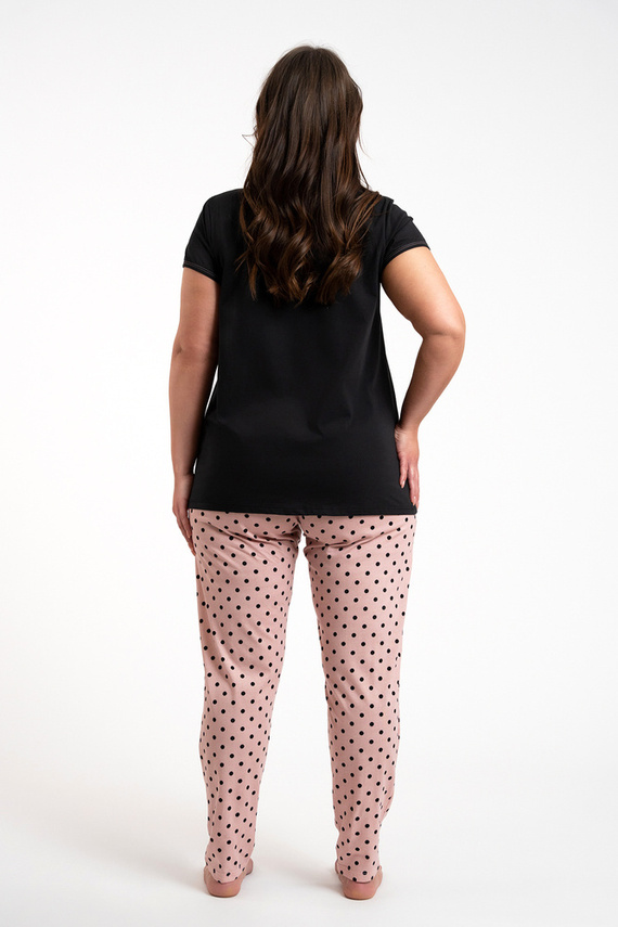 Buscato Pijama señora manga corta, pantalón largo Moda Italiana negro/estampado