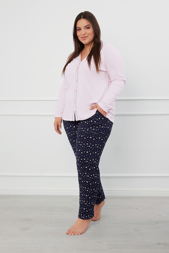 Libra Pijama de mujer manga larga y pantalón Moda Italiana - rosa/estampado