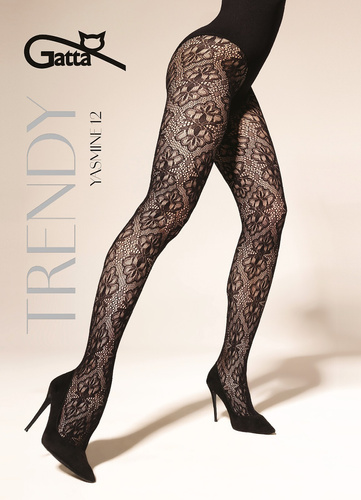 Medias Gatta Trendy Yasmine wz.12 – de red, con estampado floral, suaves
