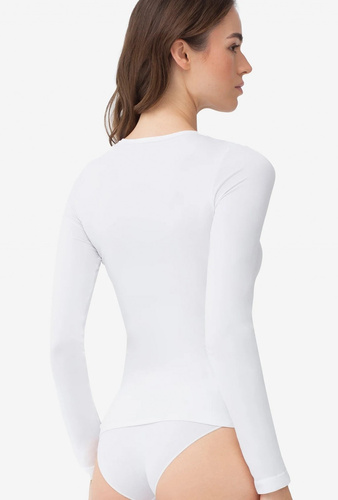 Gatta Camiseta L 2635 blanca para mujer sin costuras manga larga microfibra