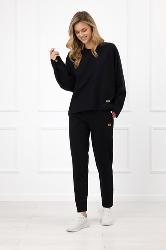 Sudadera de mujer Italian Fashion Manta oversize manga larga con botones basic - negra
