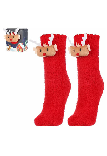 CSLS 250-031 ABS Moraj rojo Navidad calcetines unisex en una caja