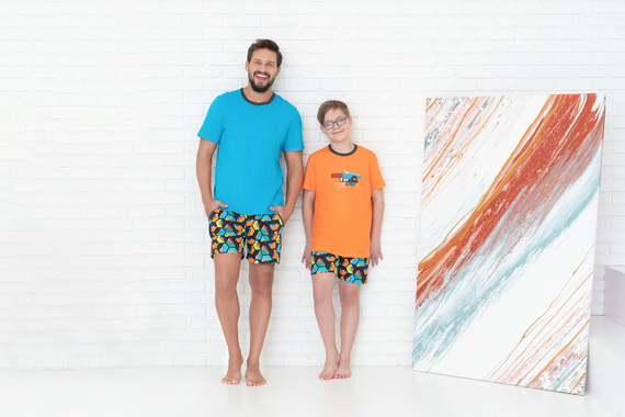 Comics Pijama de manga corta para niño, pantalón Italian Fashion - naranja/estampado