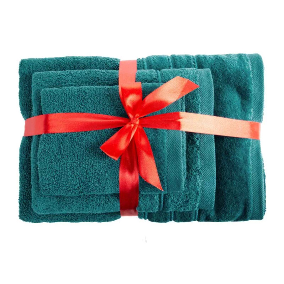 Set de toallas Eurofirany 3 piezas suaves absorbentes elegantes Sibel dark turquoise