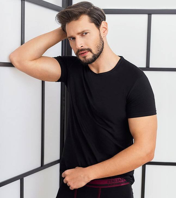 Ikar Camiseta hombre, cuello capucha Moda Italiana - negro