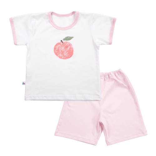 Sweet and Sleepy Pijama para niños Eevi manga corta y pantalón corto de algodón rosa claro