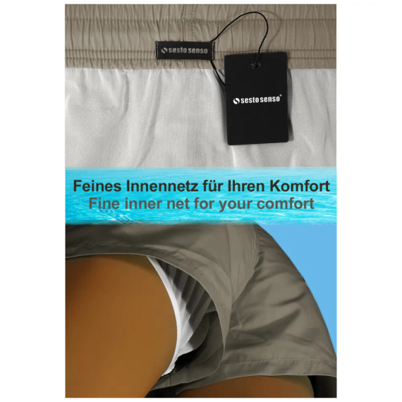 Sesto Senso bañador hombre shorts de playa secado rápido con bolsillos khaki