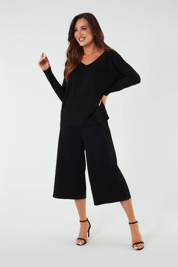 Culottes Soler Mujer 7/8 Moda Italiana - negro