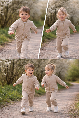 Conjunto Misio Bambarillo beige baby cord para niños