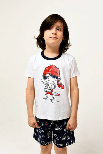 Kastos Pijama de manga corta para niño, pantalón Moda Italiana - light melange