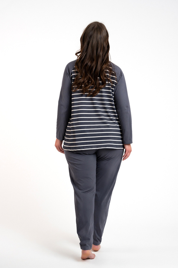 Oda Pijama señora manga larga, pantalón largo Moda Italiana - estampado grafito/grafito
