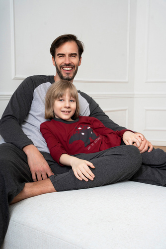 Morten Pijama de niño Moda Italiana burdeos/c.melange