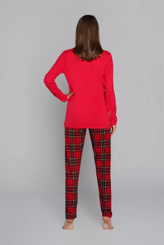 Pijama de mujer Zorza manga larga, pantalón Moda Italiana - verde/estampado