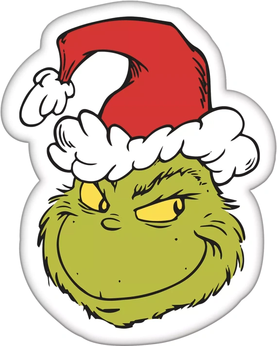 Almohada Grinch Jerry Fabrics 36x29 blanca y verde suave de peluche