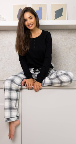 Pijama de franela para mujer Blanche Sensis - negro