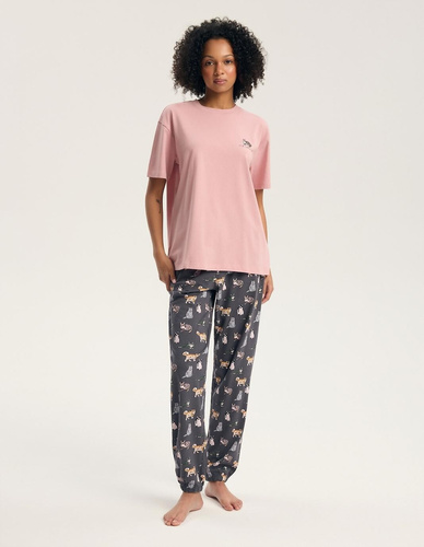 Pijama de mujer Henderson Ginni 45420 100% algodón Pantalones largos Gatos