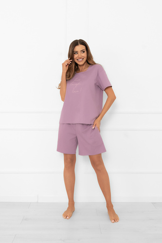Pijama de señora Ksara Italian Fashion - algodón, manga corta y pantalón corto - brezo
