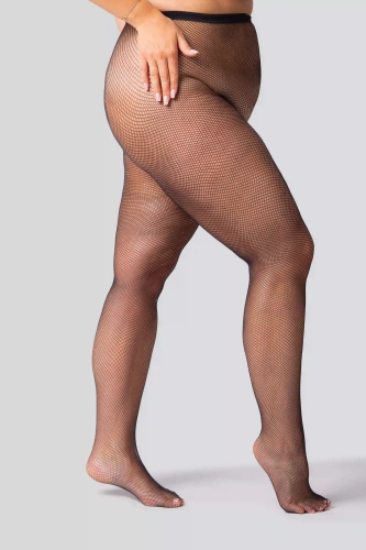 Rete Cabaret medias Queen Size - negro, malla pequeña, elegante y cómodo