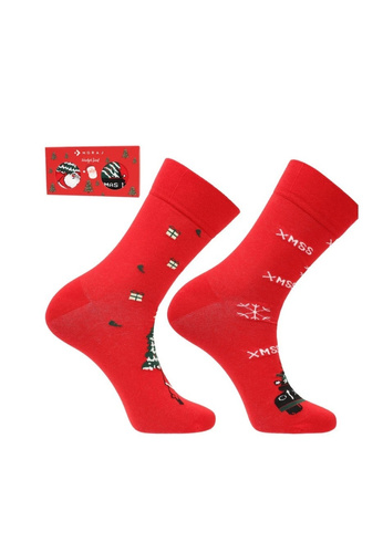 Calcetines de hombre Moraj CMLS700-009 navideños rojos de algodón 2 pares en caja
