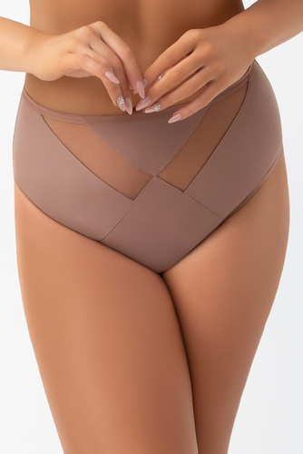 Gorsenia K566/1 VICKY Mocca Braguitas completas de microfibra y tul de talle alto