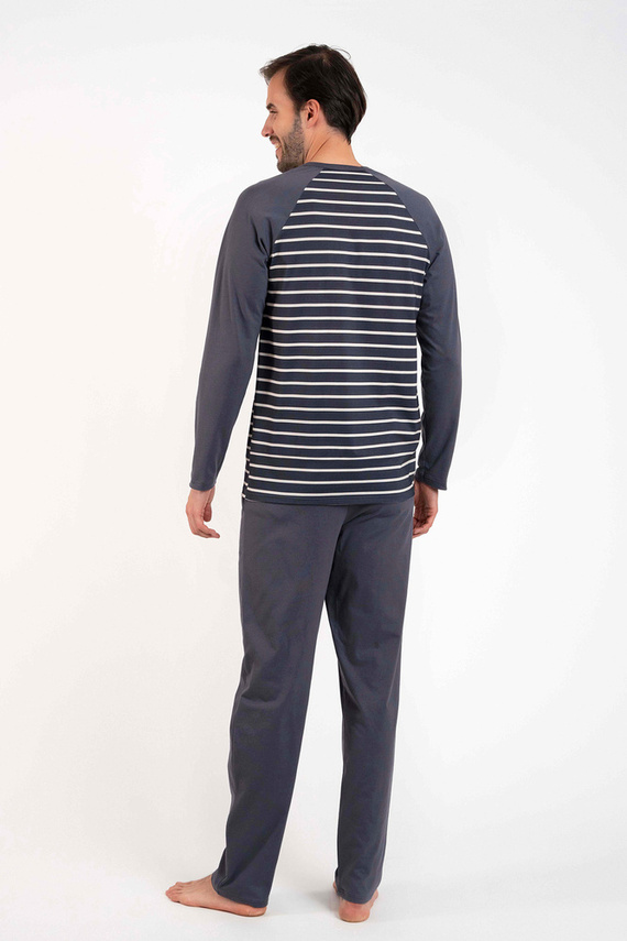 Lars Pijama de manga larga para hombre, pantalón largo Italian Fashion - estampado grafito/grafito