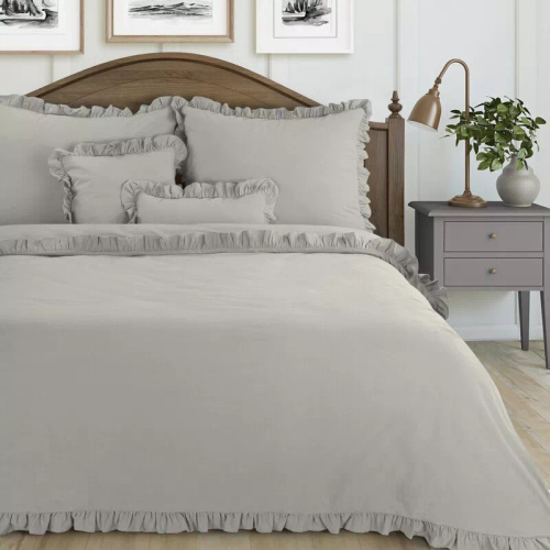 Ropa de cama de algodón con volante Eurofirany 100% algodón con cremallera beige
