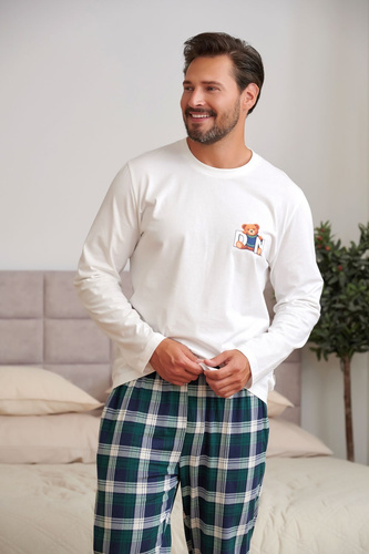 Pijama para hombre Doctor Nap 7514 Teddy 100% algodón Manga larga Pantalones
