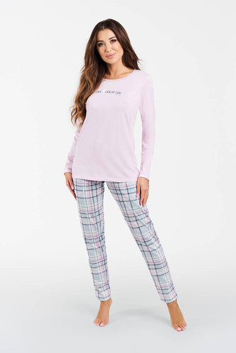 Pijama de manga larga y pantalón largo Glamour Ladies Italian Fashion - rosa/estampado