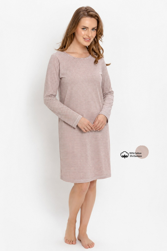 Camisón Taro Norella 3643 de algodón, manga larga, rayas