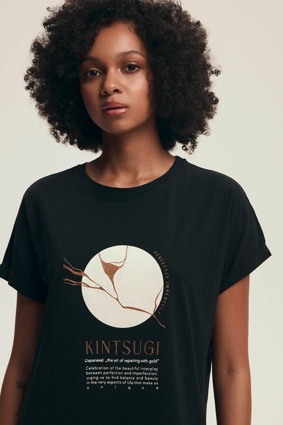 Camisón 43729 Dairoku Henderson negro- algodón, manga corta, corte cómodo