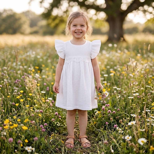 Nicol 224255 Vestido de muselina para niña 100% algodón para verano