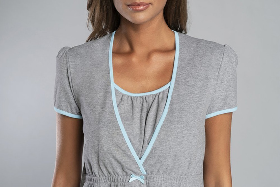 Carlina Camisón de embarazo y lactancia Moda Italiana - melange/azul