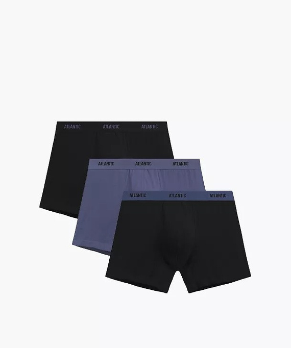 Bóxers para hombre Atlantic 3MH-0177 A3 3-pack negro-denim, algodón, pierna larga