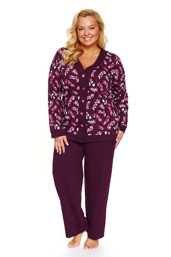 7320 Doctor Nap pijama de mujer talla grande desabrochado - algodón, comodidad y estilo - burdeos