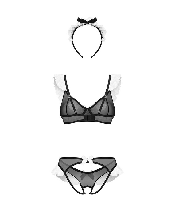 Obsessive Naughty Maid Conjunto Sensual de Criada Negro con Encaje